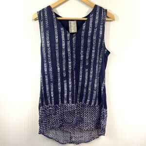 Dolan Left Coast Collection Tunic Tank Small Blue Shibori Indigo